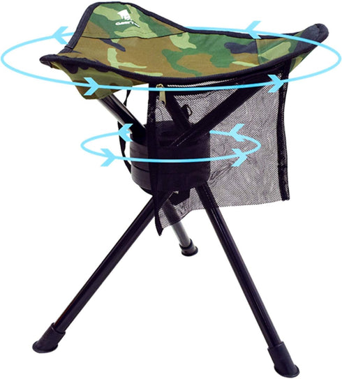 GEERTOP Portable Camping Folding Stool Seat - Swivel Tripod Chair for Outdoor Gear