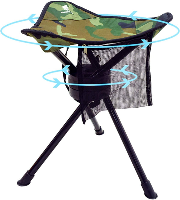 GEERTOP Portable Camping Folding Stool Seat - Swivel Tripod Chair for Outdoor Gear