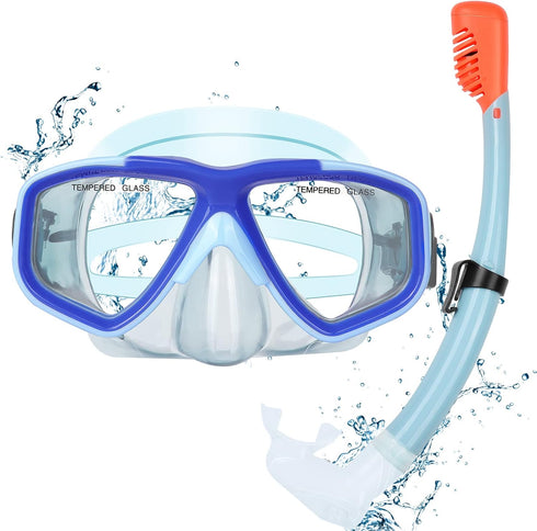 KUYOU Kids Snorkel Set, Anti-Fog Full Dry Top Snorkeling Package with Diving Mask and Snorkel Gear for Youth Boys Girls