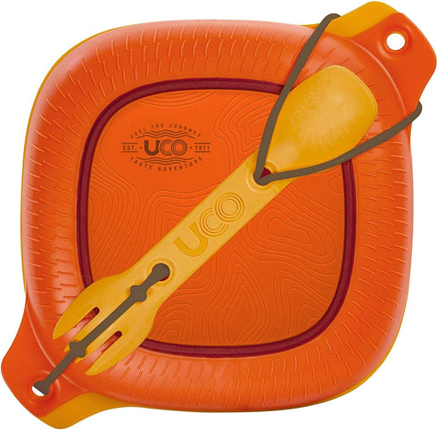 UCO 4-Piece Camping Mess Kit with Bowl, Plate, and 3-in-1 Spork Utensil Set