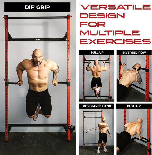 Yes4All 350 LBS Capacity Dip Bars for 2x2 with 1" SIDE Hole Power Cage, Squat Rack Attachments for Dips, Pull Up,