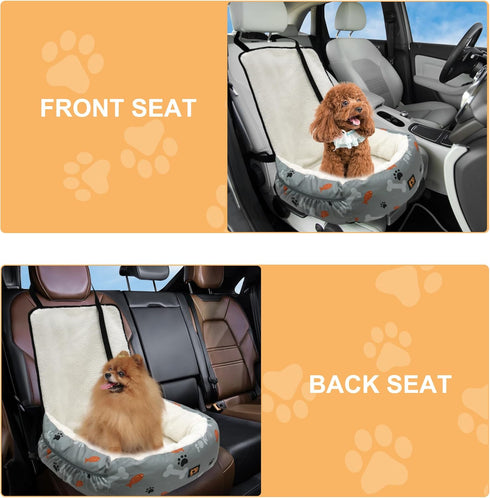 30 lbs, Dog Car Seat for Small Medium Dogs Under Fully Detachable and Washable Cat Booster Car Seats for Front & Black