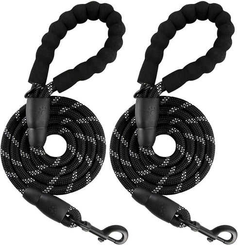 BARKBAY Dog Leashes for Large Dogs, Heavy Duty 2 PACK 5 FT with Comfortable Padded Handle, Highly Reflective Threads
