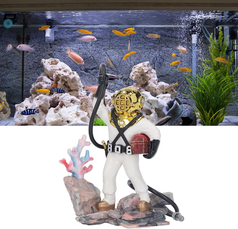 Zerodis Diver Aquarium Decoration, Diver Fish Tank Ornament Aquarium Decorations Kit Floating Device Aquarium Accessories Ornament Play Toy for Fish (White)