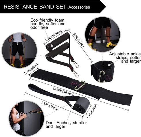 TheFitLife Exercise Resistance Bands with Handles, 5 Stackable Fitness Workout Bands, Carry Bag Included