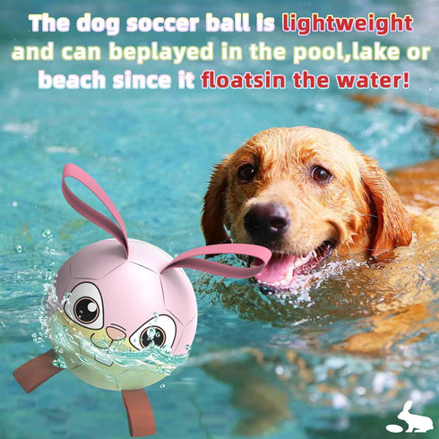 Rabbit Dog Toys Soccer Ball with Straps - Interactive Dog Balls for Medium Small Dogs