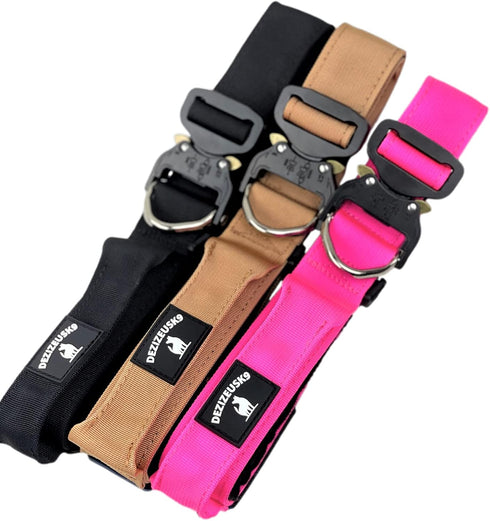 Tactical Dog Collar with Handle - Heavy Duty 1.5 Inch Wide Collar for Large Dogs with Quick Release Metal Buckle