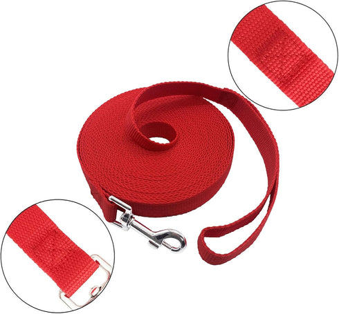 Long Dog/Puppy Lead 15ft 20ft 30ft 40ft 50ft, Obedience Recall Training Leashes for Small Medium Dogs, Red, 1" x 40FT