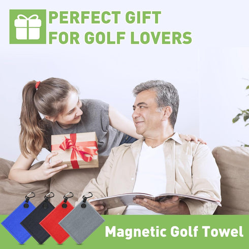 Magnetic Golf Towel - 2 Pack with Microfiber Wire Cleaning Cloth Block and Strong Magnet for Golf Bags