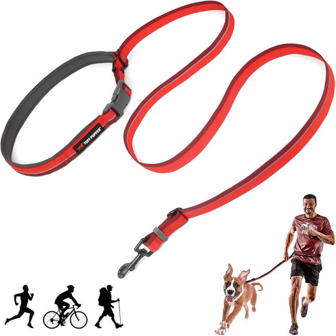 Tuff Pupper Hands Free Adjustable Dog Leash, Lightweight for Running, Padded Waist Belt (24-50 inch)