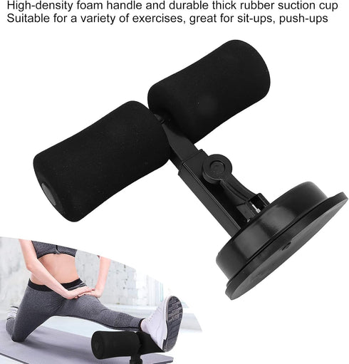 Sit-up Aid | Portable Adjustable Sit Up Bar for Floor | Abdominal Muscle Exercise Equipment for Body Building (Black)