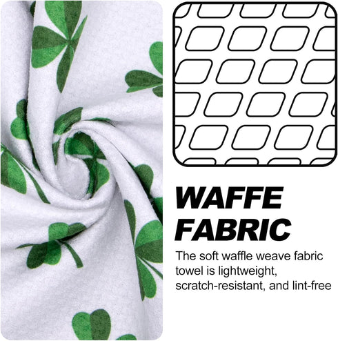 Magnetic Golf Towel with Clip, Microfiber Waffle Design - Strong Hold Magnet for Golf Bags, Carts, Clubs (Lucky Clover)