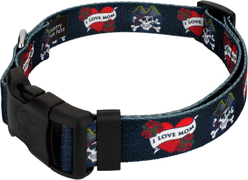 Country Brook Petz Deluxe I Love Mom Dog Collar, Attitude Collection with Untamed Designs (5/8 Inch, Small)