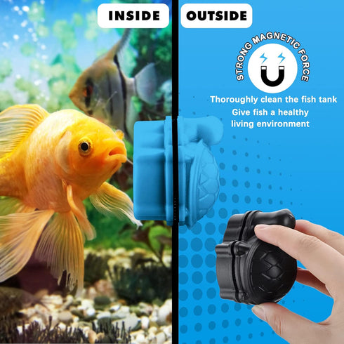 2 Pcs Algae Cleaning Scrapers, Aquarium Tank Glass Brush, Magnetic Cleaner for Fish Tank Cleaning (Blue, Coffee Black)