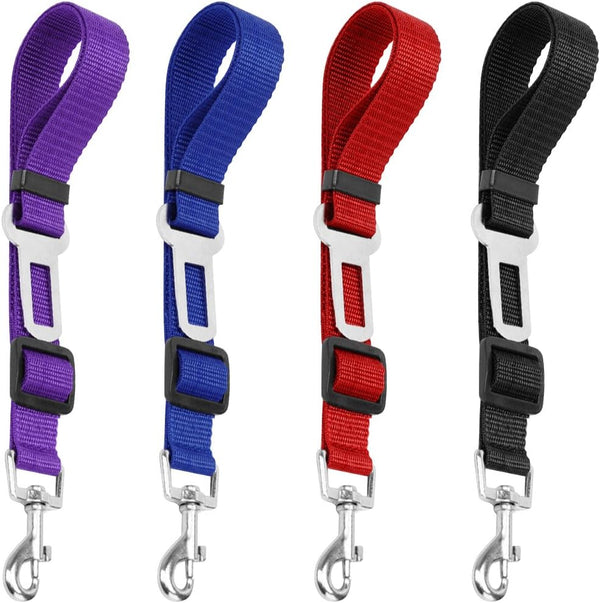 YuCool Dog Seat Belt, 4 Piece Set Adjustable Nylon Car Safety Harness for Dogs, Heavy Duty & Elastic