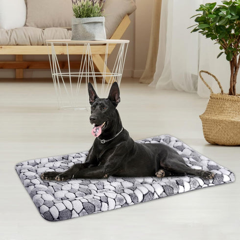 VANKEAN Dog Crate Pad Bed Mat, Reversible (Warm & Cool), Soft Sleeping Mat for Crate, Machine Washable, Grey Stone