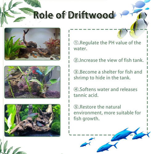 Tfwadmx Natural Driftwood Aquarium Decor - Wood Branches 7-9.5" Fish Tank Decoration, 3 Pcs