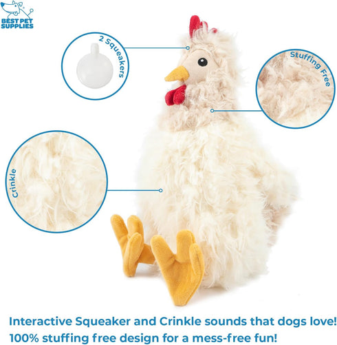 Best Pet Supplies Chicken Crinkle Plush Dog Toys, Colorful Chicken Shape for Interactive Play, Cute Bundle (Brown,
