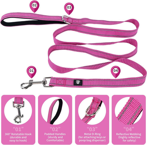 NESTROAD Reflective Dog Collar and Leash Set, Soft Neoprene Adjustable Nylon Collar for Small Medium Large Dogs (Small