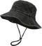 Unisex Cotton Boonie Hat, Packable Summer Outdoor Fishing Bucket Hat with String