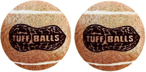 PetSport Junior Peanut Butter Tuff Ball Dog Toys | 2 Pack Jr. (1.8") Durable Rubber Tennis Balls