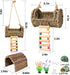 Hermit Crab Hideout with Ladder, Lizard Climbing Toys, Hermit Crab Hut with Aquarium Plants, Reptile Habitat for Gecko