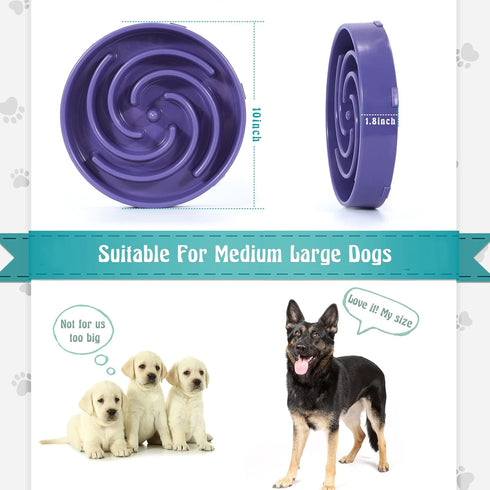 Slow Feeder Large Dog Bowls, Non-Slip Maze Puzzle Bowl for Healthy Feeding, Lavender Color