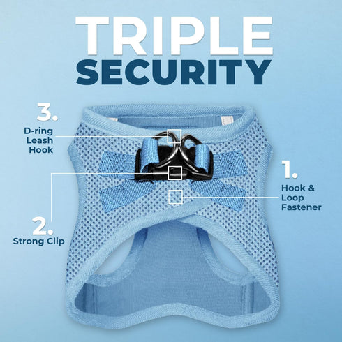 Best Pet Supplies No Pull Harness for Small, Medium Dogs, Cats - All Weather Mesh, Reflective, Baby Blue, M