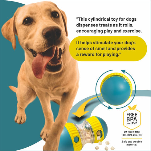 Interactive Dog Treat Puzzle, Dispenser with Button, Puppy and Medium Dog Toy, Feeder for Boredom