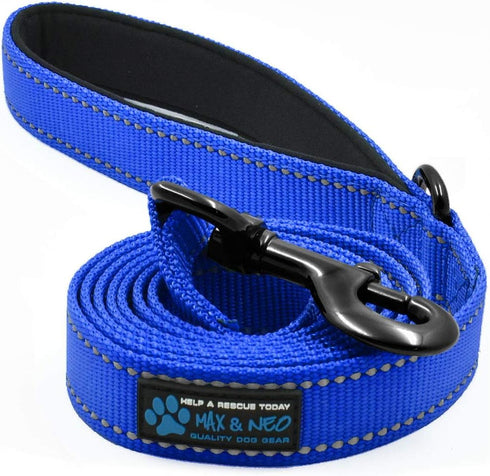 Max and Neo Small Dog Reflective Nylon Leash - We Donate a Leash for Every Purchase, BLUE