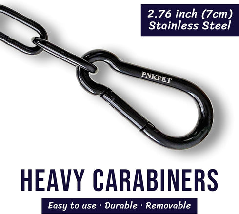 304 Stainless Steel Gate Chain 32" x 5/32" - Safety Hanging Metal Chain with 2 M7 Carabiners for Outdoor Fence &