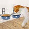 Cat Feeder, Wall Mounted, Raised Stainless Steel Bowls with Stand, Nonslip No Spill, 2 Packs (Blue)