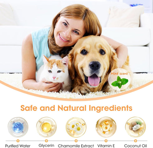 Dog Teeth Cleaning Wipes, Wider Dental Wipes for Plaque & Tartar, Safe & Natural Finger Wipes for Dogs