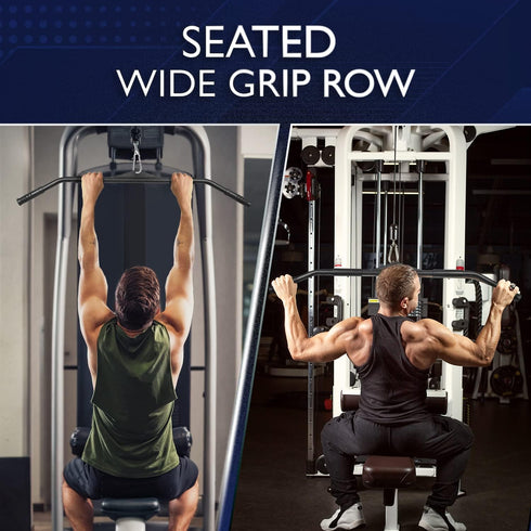 Yes4All Wide Grip Curl LAT Pull Down Bar Attachments - Rubber Handgrips/Curl Bar/Press Down for Cable Pulley System