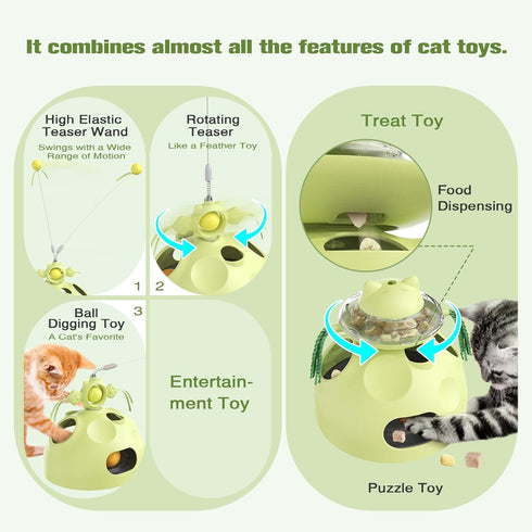 4-in-1 Sedioso Cat Toy, Cat Interactive Toys for Indoor Cats, Hide and Seek Cats Toys, Spinning Toy and Kitty Food
