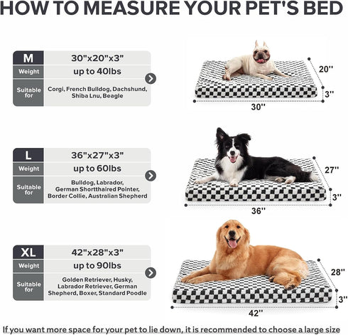 JOEJOY Dog Bed for Medium Dogs, Large Orthopedic Bed with Removable Washable Cover, Plush & Memory Egg Crate Foam, 30 x