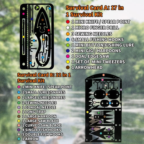 PSKOOK 12 Pcs EDC Kit Survival Multitool Card Emergency Camping Tool for Outdoor Hunting Fishing Hiking Gear