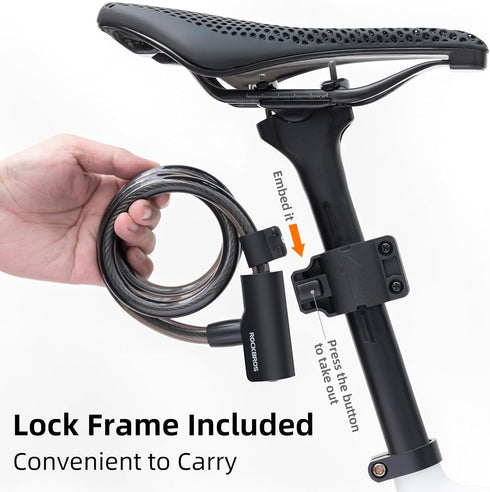 ROCKRBOS Bike Cable Lock with 2 Keys & 1 Mount Bracket, ABS Lock Shell for Bike/Gate/Scooter