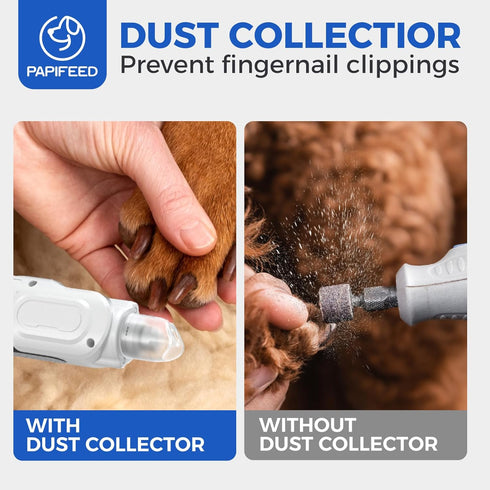 6 Trimmer PAPIFEED Pet Nail Grinder with Nail Clipper Kit, Speed Adjustable Dog Nail with LED Light, Rechargeable Pet