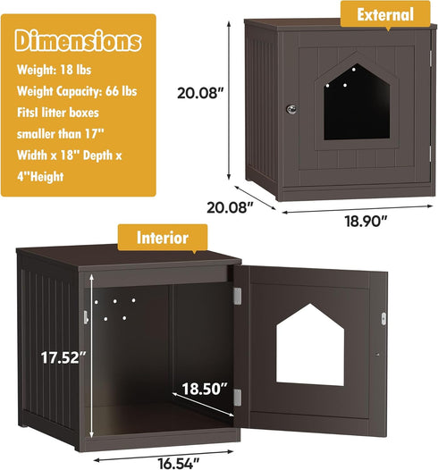 Cat Litter Box Enclosure Litter Box Furniture Hidden Wooden Washroom Litter Box Cabinet Indoor Cat House Side End Table