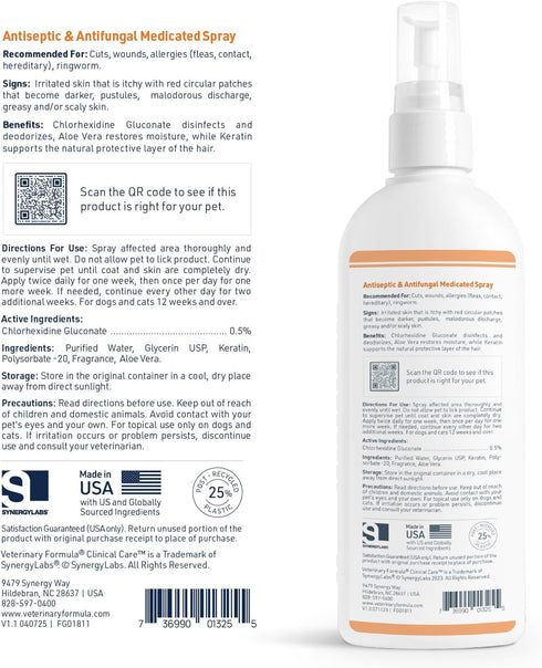 Veterinary Formula Clinical Care Antiseptic and Antifungal Spray for Dogs & Cats, 8 Fl Oz