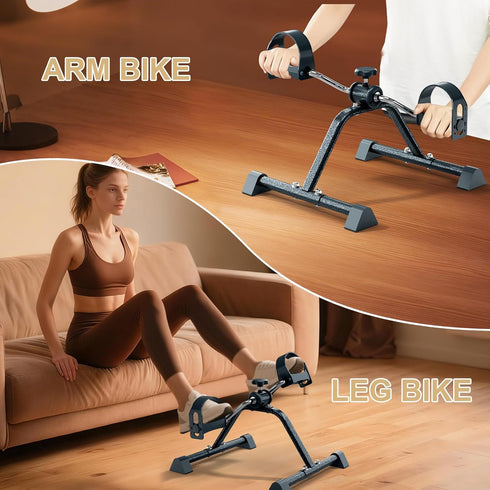 FITKS360 Under Desk Elliptical & Mini Exercise Bike Seated Leg Exerciser & Pedal Machine for Seniors Arm & Leg Workout