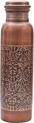 VJR Copper Bottle 33 Oz for Drinking Water Ayurvedic Leak Proof Floral Engraved Design