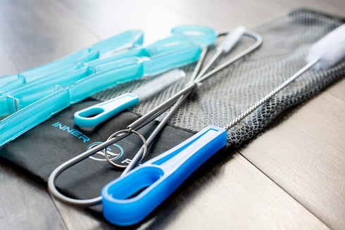 InnerFit Hydration Bladder Cleaning Kit, 5 in 1 for Universal Bladders, Includes 3 Brushes and Carrying Pouch