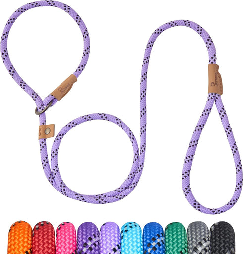 5 FT Heavy Duty Slip Lead Dog Leash for Small Medium Large Dogs, No Pull Training Lead (Lavender Stripe, Medium(3/8"))