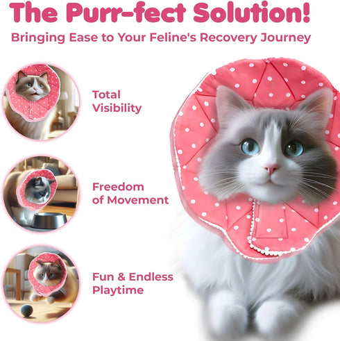SunGrow Cat Cone Collar Soft, Elizabethan E Collar for Cats & Kittens After Surgery, Recovery Suit for Wound Cover