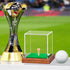 Clear Acrylic Golf Ball Display Case with Wood Base & Tee, Memorabilia Stand Cube Holder, Dust Protection Transparent
