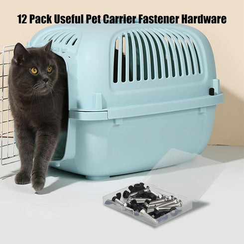 M6 Pet Carrier Fasteners, Kennel Replacement Bolts for Plastic Cat Crate and Dog Crate, 12 Set