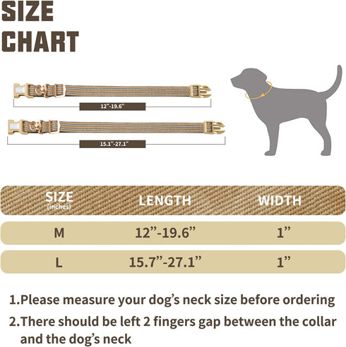 Auroth Reflective Dog Collar for Medium Large Dogs, Soft Nylon Adjustable Collar with Heavy Duty Metal D Ring (Army