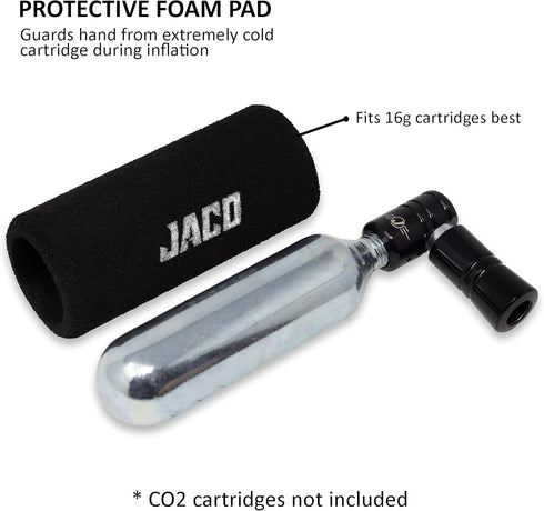 JACO Lightning CO2 Inflator for Bike Tires, Compatible with Presta + Schrader (CO2 Cartridge Not Included)